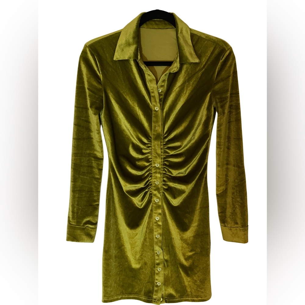 Vintage Green Velvet Dress Size Small
